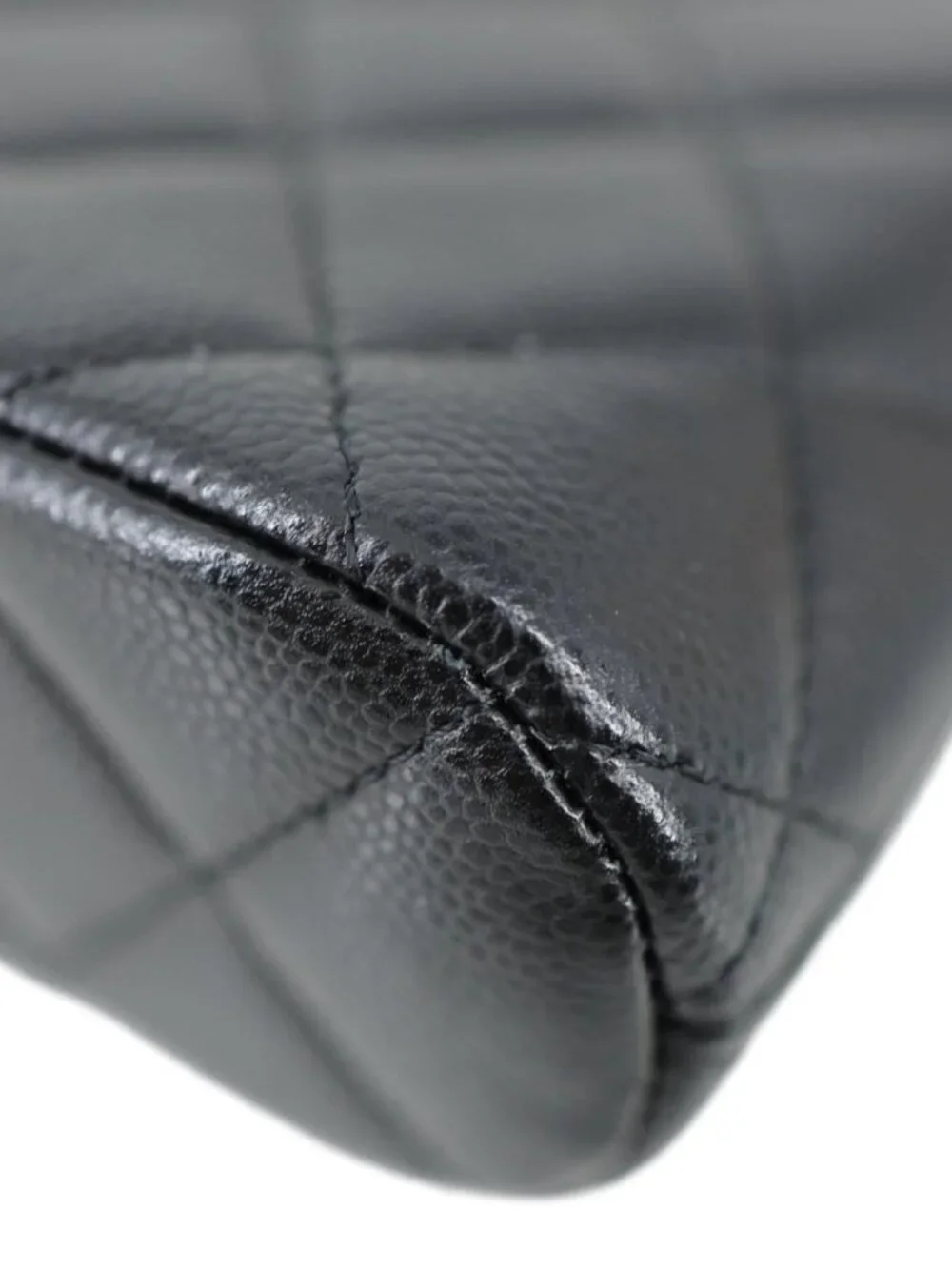 Chanel  Dome Quilted Caviar Leather Zip Clutch With Chain Black